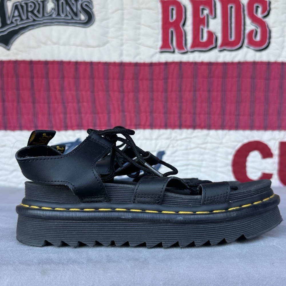 Size 7 - Dr. Martens Nartilla Platform Black Gladiator Sandals Women's - Picture 2 of 8